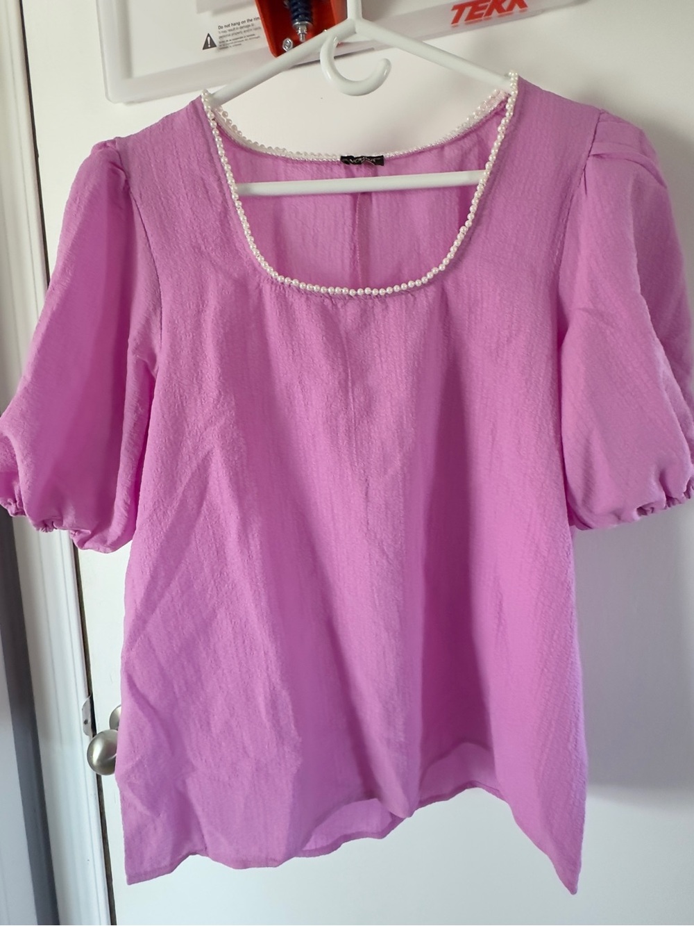 Women’s Pearl-Trim purple Pink Blouse